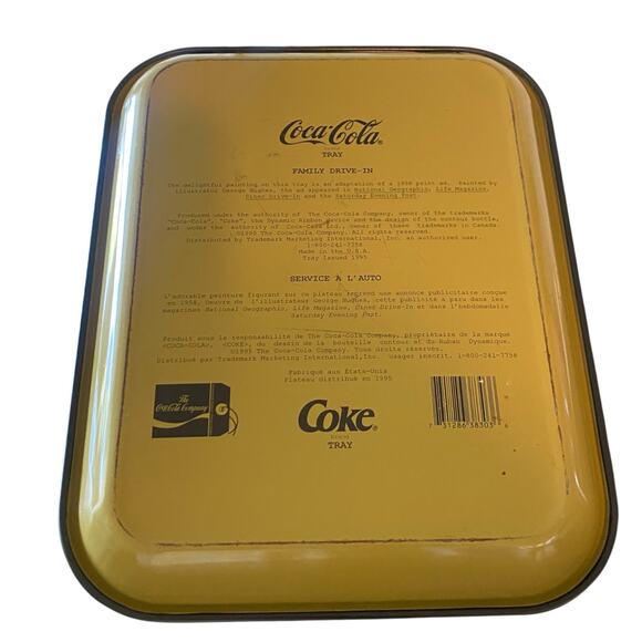 Coca Cola Vintage 1995 "Family Drive-In" Themed Metal Serving Tray * Flawed * - Picture 12 of 16